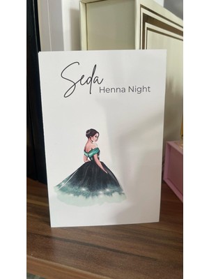 Henna Night Yeşil Elbiseli Gelinlikli Kart 8X12 cm 63 Adet - Arletikettasarım