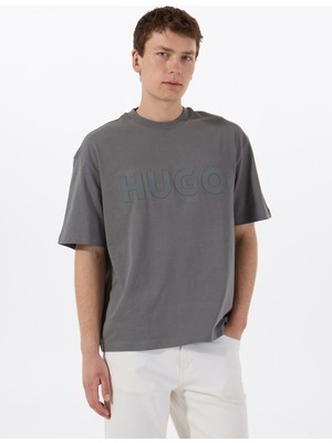 Hugo Bisiklet Yaka Düz Gri Erkek T-Shirt 50525765_DINKEE 10259511 01