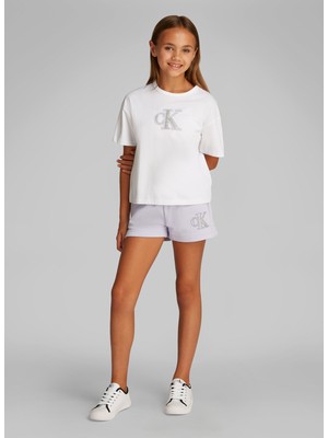 Calvin Klein Baskılı Beyaz Kız Çocuk T-Shirt IG0IG02863YAF