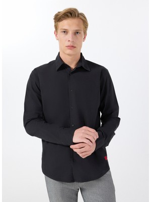 Hugo Slim Fit Siyah Düz Erkek Gömlek 50500216_ERMO 10252145 01