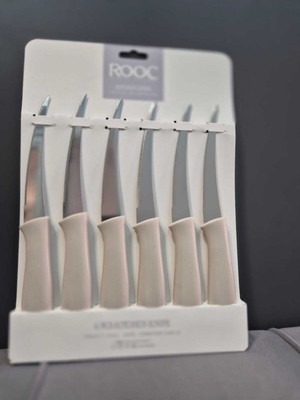 Rooc Mr-06 6lı Dilimleme ve Meyve Bıçak Seti Gri Orta Boy Lazer Kesim Tırtıklı Meyve Bıçağı