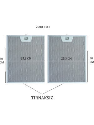 Bosch Hüda  Bosch-Beko-Arçelik-Siemens-Vestel  Davlumbaz Filtre Seti  2 Adet 25,3 x 30 cm