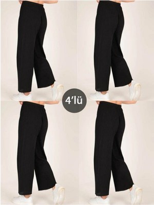 4'lü Likralı Bol Paça Rahat Kadın Pijama Altı Tek Alt Pijama Altı 2027-1