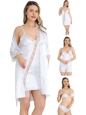 6 Parça Gecelik Sabahlık Takımı – Şortlu ve Iç Çamaşırı Gelin Seti | 1074