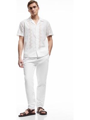 Beli Bağcıklı Pamuklu Cep Detaylı Kanvas Chino Pantolon