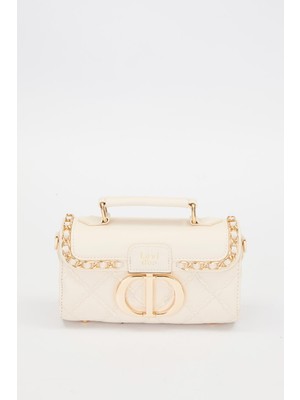 Krem Metal Halka Detay Omuz Çantası