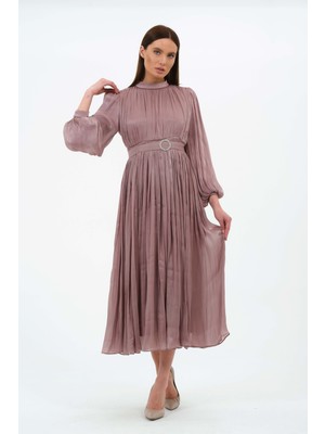 Glr & Gym Elifhan Kadın Janjan Kumaş Kemerli Genç Mezuniyet/abiye Elbise