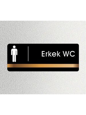 Ofis Departman Kapı Isimliği, Yönlendirme Levhası Erkek Wc 26X10CM Antrasit - Bronz