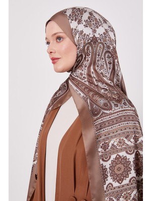 Yağ Yeşili Sarmal Desen Hint Ipeği Şal