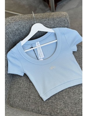 Geniş Yaka Kaşkorse Body- Bebe Mavisi