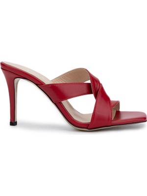 Tamer Tanca Kadın Hakiki Deri Kırmızı Topuklu Terlik 1132 1318 Bn Trlk Y25 Kırmızı Vktr