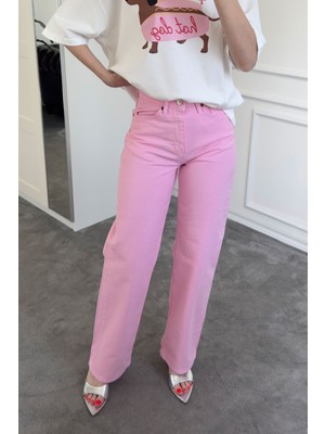 Orijinal Boru Paça Pantolon- Pembe