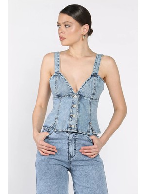 Gülseli Arkası Korseli Jean Kot Büstiyer P-00017202