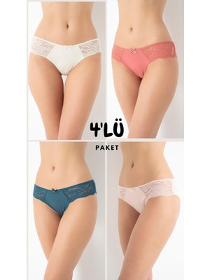 Kadın Dantelli 4'Lü Karışık Renk Külot Asorti-3 C3T0N0O408