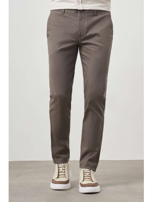  Erkek Haki Yazlık Pamuk Yan Cep Slim Fit Chino Pantolon