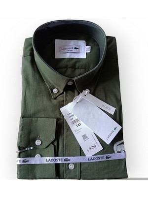 Erkek Slim Fit Düğmeli Yaka Pamuk Gömlek