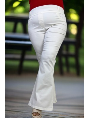 Beli Geniş Lastikli Ispanyol Paça Büyük Beden Jean Kot Pantolon