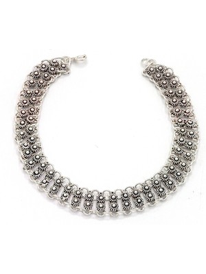 Iki Sıra Kişniş Model 925 Ayar Gümüş Telkari Kadın Bileklik 201024115