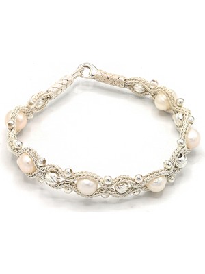 Inci ve Dorika Taşlı 1000 Ayar Kazaziye Gümüş Kadın Bileklik 201024100