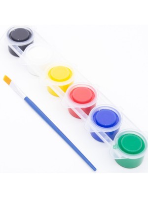 Akrilik Boya ve Fırça Seti, Ana Renkler, 6x5 Ml, Yüksek Pigmentli, Krapon, Eva Boyama Hobi Seti