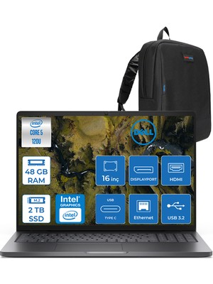 Dell Pro 16 Xcto Ultra Core 5 120U 48GB Ddr5 2tb SSD Intel Graphics 16" Fhd+ 300NIT Ubuntu Taşınabilir Bilgisayar XCTOPRO16UI5F19 + Zettaçanta