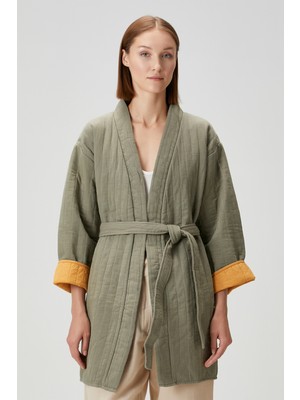 Barine Keten Kapitone Kimono Haki