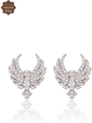 Gümüş Renk Anka Kuşu 925 Ayar Gümüş Kadın Küpe 201024086