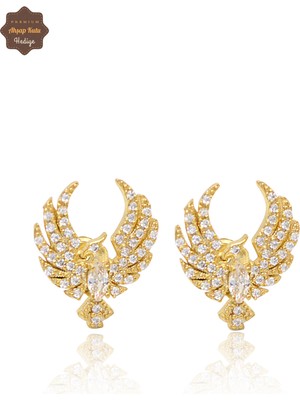 Anka Kuşu Altın Kaplama 925 Ayar Gümüş Kadın Küpe 201024087