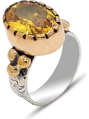 Sitrin Taşlı El Işi Otantik Gümüş Kadın Yüzük 201024136