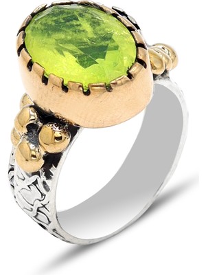 Paraiba Taşlı El Işi Otantik Gümüş Kadın Yüzük 201024138