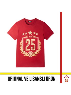 Galatasaray Lisanslı 2025 Şampiyonluk Kırmızı Özel Yetişkin T-Shirt