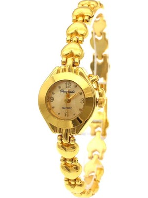 Toz Vintage&retro Kadın Kol Saati Gold Yuvarlak Metal Kasa Suya Dayanıklı Pilli Quartz