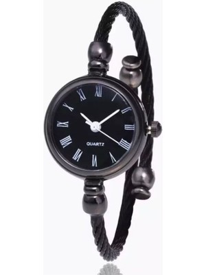 Toz Vintage Tarz Kadın Kol Saati Quartz Mekanizma Yuvarlak Metal Kasa Deri Kordon Su Geçirmez