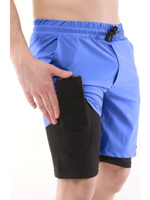Ghassy Co. Ghassy Co Erkek Running Hızlı Kuruma Micropolyester Arka Fermuar Cepli ve Havlu Halkalı Antrenman Futbol Fitness Kısa Taytlı Şort