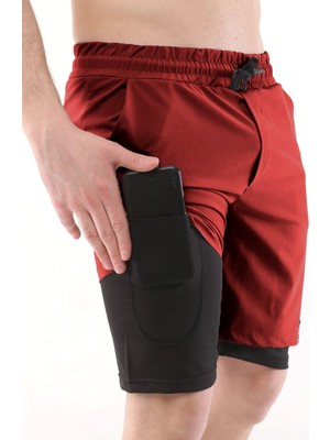 Ghassy Co. Ghassy Co Erkek Running Hızlı Kuruma Micropolyester Arka Fermuar Cepli ve Havlu Halkalı Antrenman Futbol Fitness Kısa Taytlı Şort