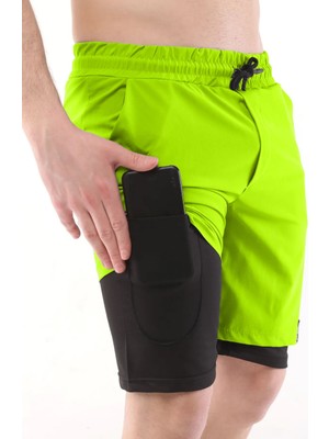 Ghassy Co. Ghassy Co Erkek Running Hızlı Kuruma Micropolyester Arka Fermuar Cepli ve Havlu Halkalı Antrenman Futbol Fitness Kısa Taytlı Şort