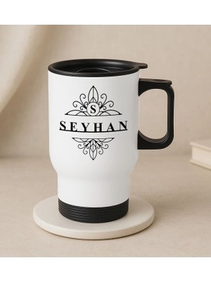 Bk Gift Kişiye Özel Isimli Kulplu Beyaz Çelik Bardak Termos Mug 450ML-5, Sevgiliye , Arkadaşa , Eşe