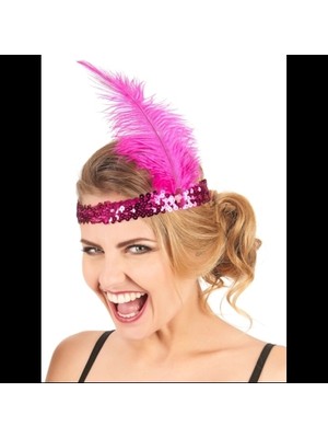 Akıllı Durak Fuşya Renk Çarliston Saç Bandı