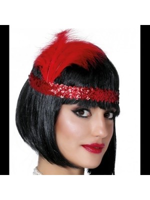 Akıllı Durak Kırmızı Renk Çarliston Saç Bandı