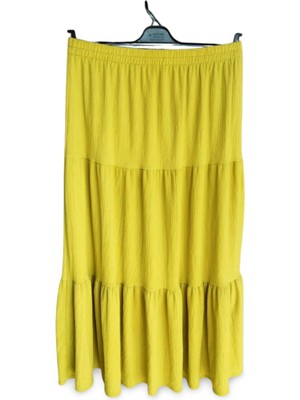 Beli Lastikli Bürümcek Kumaş Etek Anne Eteği Uzun Namaz Eteği Yeşil 44-52 Beden