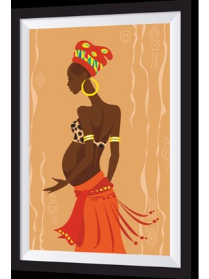 Afrikalı Kadın Çerçeve Görünümlü Ahşap Tablo