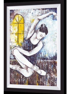 Esneme Yapan Balerin Sanatsal Çerçeve Görünümlü Ahşap Tablo