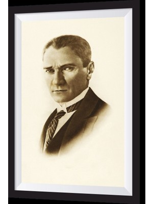 Retro Tarz Atatürk Sanatsal Çerçeve Görünümlü Ahşap Tablo