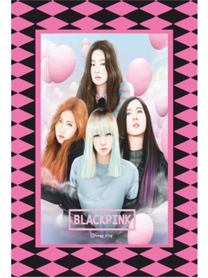 K-Pop Black Pink Çerçeve Görünümlü Retro Ahşap Poster-12