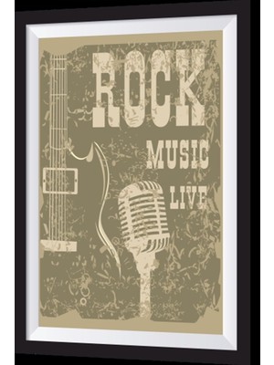 Canlı Rock Müzik Sanatsal Çerçeve Görünümlü Ahşap Tablo