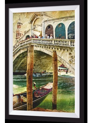 Venedikte Köprü Sanatsal Çerçeve Görünümlü Ahşap Tablo
