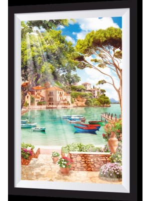 Cennet Koyu Sanatsal Çerçeve Görünümlü Ahşap Tablo