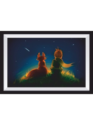 Küçük Prens Uzaya Bakarken Sanatsal Çerçeve Görünümlü Ahşap Tablo