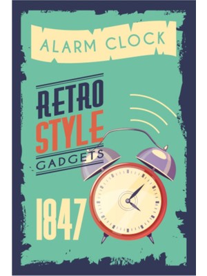 Retro Çalar Saat Retro Ahşap Poster