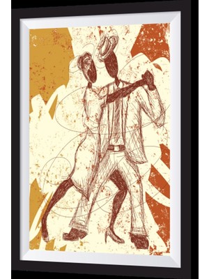 Dans Eden Çift 2 Sanatsal Çerçeve Görünümlü Ahşap Tablo